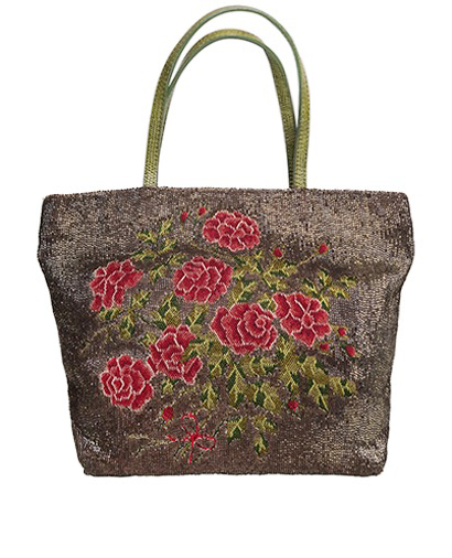 Beaded Floral Design Tote, front view